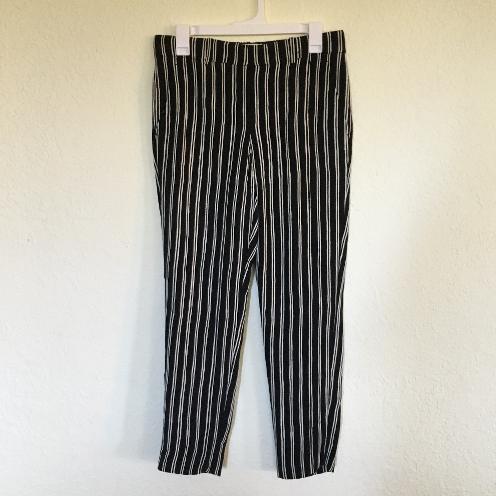 A.L.C. Black and White Vertical Stripe Trousers sz6